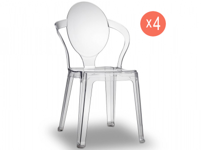 Комплект прозрачных стульев Scab Design Spoon Set 4 поликарбонат прозрачный Фото 1