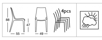 Комплект прозрачных стульев Scab Design Vanity Set 2 поликарбонат серый Фото 2