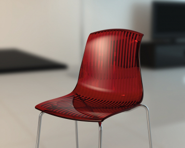 Комплект прозрачных стульев Siesta Contract Allegra Set 4 сталь, поликарбонат красный Фото 6