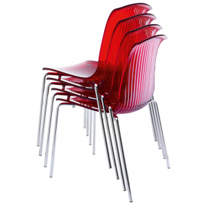Комплект прозрачных стульев Siesta Contract Allegra Set 4 сталь, поликарбонат красный Фото 5