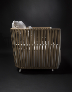 Кресло плетеное RosaDesign Gilda алюминий, роуп, ткань белый, песочный Фото 3