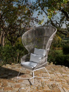 Кресло плетеное RosaDesign Virgo  алюминий, роуп, ткань белый, коричнево-черный, белый Фото 5
