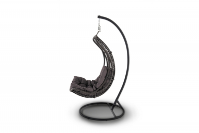 Кресло плетеное подвесное 4SIS Виши алюминий, искусственный ротанг, ткань коричневый Фото 2
