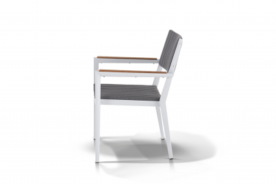 Кресло металлическое мягкое 4SIS Монтелло алюминий, тик, ткань белый Фото 3