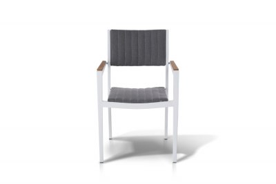 Кресло металлическое мягкое 4SIS Монтелло алюминий, тик, ткань белый Фото 2