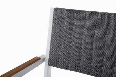 Кресло металлическое мягкое 4SIS Монтелло алюминий, тик, ткань белый Фото 7