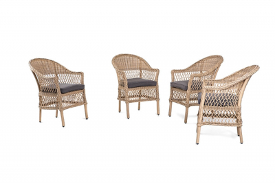 Кресло плетеное с подушкой 4SIS Сицилия алюминий, искусственный ротанг, ткань соломенный Фото 3