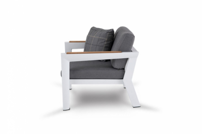 Кресло металлическое мягкое 4SIS Фореста алюминий, тик, ткань белый Фото 4