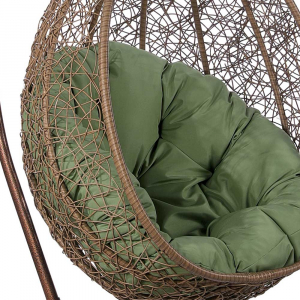 Кресло плетеное подвесное Afina AFM-219B Beige искусственный ротанг, сталь бежевый, зеленый Фото 2