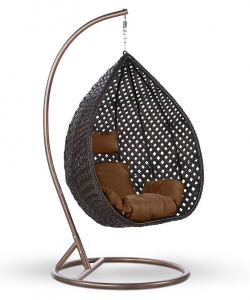 Кресло плетеное подвесное Afina AFM-250B-L Brown искусственный ротанг, сталь коричневый, бежевый Фото 1