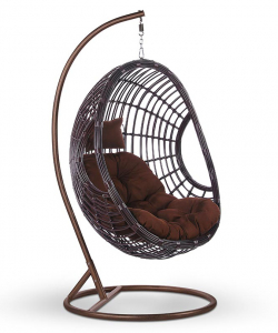 Кресло плетеное подвесное Afina AFM-300A искусственный ротанг, сталь коричневый Фото 1