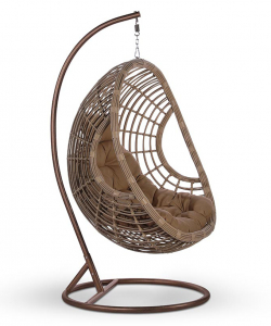 Кресло плетеное подвесное Afina AFM-300B искусственный ротанг, сталь коричневый, бежевый Фото 1