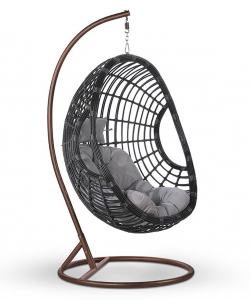 Кресло плетеное подвесное Afina AFM-300C Dark Grey искусственный ротанг, сталь коричневый, темно-серый Фото 1