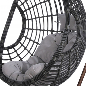 Кресло плетеное подвесное Afina AFM-300C Dark Grey искусственный ротанг, сталь коричневый, темно-серый Фото 2
