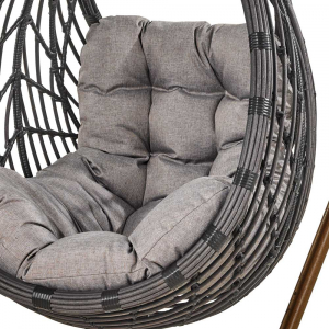 Кресло плетеное подвесное Afina N886-W72 Dark Grey искусственный ротанг, сталь коричневый, серый Фото 2