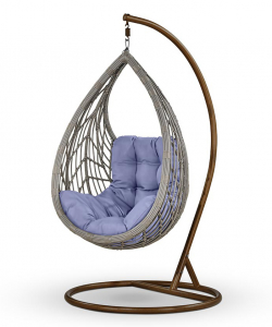 Кресло плетеное подвесное Afina N886-W72 искусственный ротанг, сталь светло-серый, синий Фото 1
