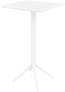 Стол пластиковый барный складной Siesta Contract Sky Folding Bar Table 60 сталь, пластик белый Фото 2