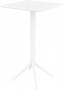 Стол пластиковый барный складной Siesta Contract Sky Folding Bar Table 60 сталь, пластик белый Фото 2