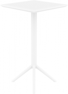 Стол пластиковый барный складной Siesta Contract Sky Folding Bar Table 60 сталь, пластик белый Фото 6