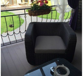 Кресло плетеное с подушками JOYGARDEN Stockholm алюминий, искусственный ротанг черный Фото 3