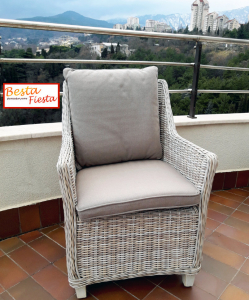 Кресло плетеное с подушкой Besta Fiesta Тоскана алюминий, искусственный ротанг, ткань бежевый Фото 2