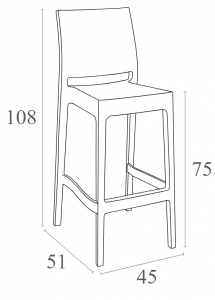 Стул пластиковый барный Siesta Contract Maya Bar 75 стеклопластик оливковый Фото 2