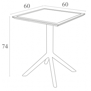 Стол пластиковый складной Siesta Contract Sky Folding Table 60 сталь, пластик черный Фото 3