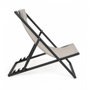 Кресло-шезлонг металлическое текстиленовое Garden Relax Taylor алюминий, текстилен костный, темно-серый Фото 3