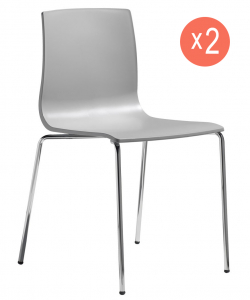 Комплект пластиковых стульев Scab Design Alice Set 2 сталь, технополимер хром, светло-серый Фото 1