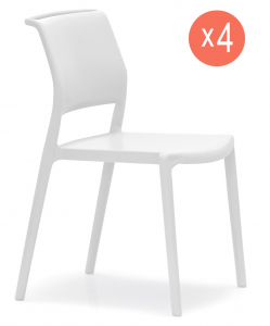 Комплект пластиковых стульев PEDRALI Ara Set 4 стеклопластик белый Фото 1