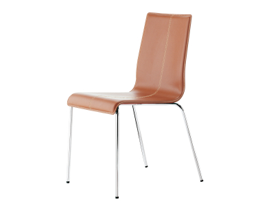 Комплект офисных стульев для переговорных PEDRALI Kuadra Set 4 металл, кожа темно-рыжий Фото 3