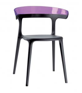 Кресло пластиковое PAPATYA Luna стеклопластик, поликарбонат антрацит, фиолетовый Фото 1