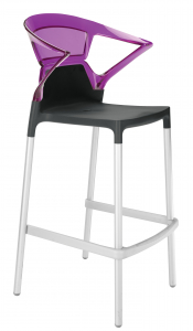 Кресло пластиковое барное PAPATYA Ego-K Bar алюминий, стеклопластик, пластик черный, фиолетовый Фото 1