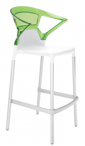 Кресло пластиковое барное PAPATYA Ego-K Bar алюминий, стеклопластик, пластик белый, зеленый Фото 1