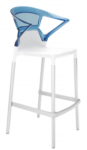 Кресло пластиковое барное PAPATYA Ego-K Bar алюминий, стеклопластик, пластик белый, синий Фото 1
