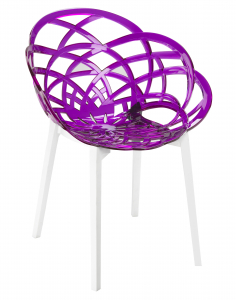 Кресло прозрачное PAPATYA Flora полипропилен, поликарбонат белый, фиолетовый Фото 1