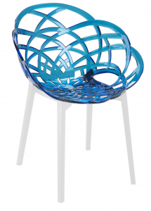 Кресло прозрачное PAPATYA Flora полипропилен, поликарбонат белый, синий Фото 1