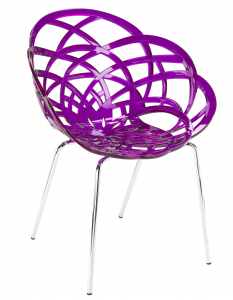 Кресло прозрачное PAPATYA Flora-ML сталь, поликарбонат хромированный, фиолетовый Фото 1