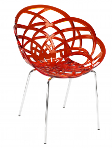 Кресло прозрачное PAPATYA Flora-ML сталь, поликарбонат хромированный, красный Фото 1