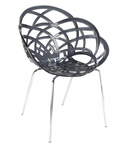 Кресло прозрачное PAPATYA Flora-ML сталь, поликарбонат хромированный, дымчатый Фото 1