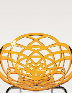 Кресло прозрачное PAPATYA Flora-ML сталь, поликарбонат хромированный, светло-оранжевый Фото 3