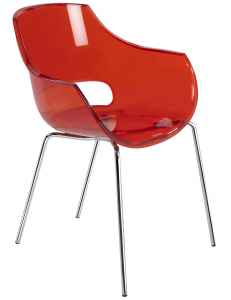 Кресло прозрачное PAPATYA Opal ML сталь, пластик красный Фото 1