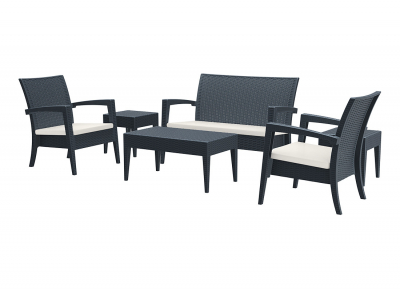 Диван пластиковый плетеный двухместный с подушкой Siesta Contract Miami Lounge Sofa стеклопластик, полиэстер антрацит Фото 8