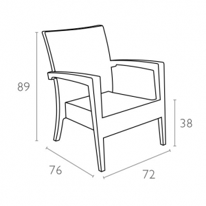 Кресло пластиковое плетеное с подушкой Siesta Contract Miami Lounge Armchair стеклопластик, полиэстер коричневый Фото 2
