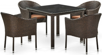 Комплект плетеной мебели Afina T257A/Y350A-W53 4PCS Brown искусственный ротанг, сталь коричневый Фото 1