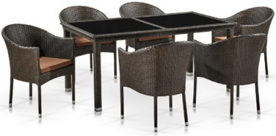 Комплект плетеной мебели Afina T246A/Y350A-W53 6PCS Brown искусственный ротанг, сталь коричневый Фото 1