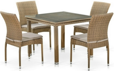Комплект плетеной мебели Afina T257B/Y380B-W65 Light Brown искусственный ротанг, сталь, ткань светло-коричневый Фото 1