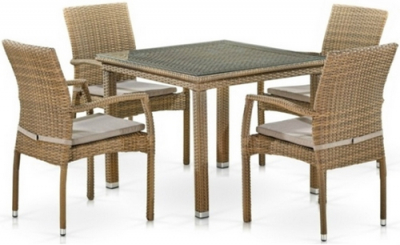 Комплект плетеной мебели Afina T257B/Y379B-W65 Light Brown искусственный ротанг, сталь, ткань светло-коричневый Фото 1
