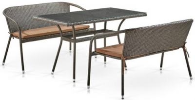 Комплект плетеной мебели Afina T286/S139B-W53 Brown искусственный ротанг, сталь коричневый Фото 1
