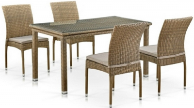 Комплект плетеной мебели Afina T256B/Y380B-W65 Light Brown 4Pcs искусственный ротанг, сталь, ткань светло-коричневый Фото 1